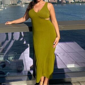 Olive Green Cutout Maxi Dress